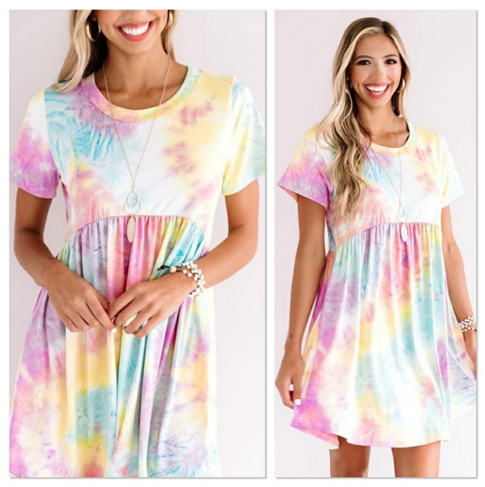BOGO🔥LAST 1! Babydoll Tie Dye Midi Dress
